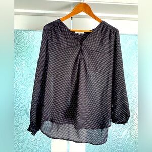 Pleione Navy Polka Dot Blouse